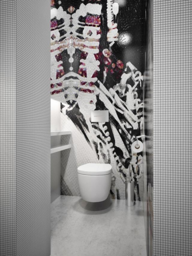 Fotórealisztikus látványterv wc mozaikburkolattal