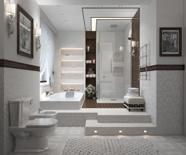 Klasszikus és modern eklektikus fürdőszoba