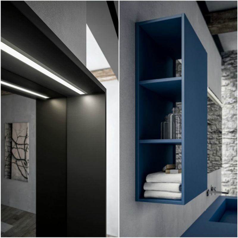 Ideagroup Sense kék fürdőszoba bútor led világítás