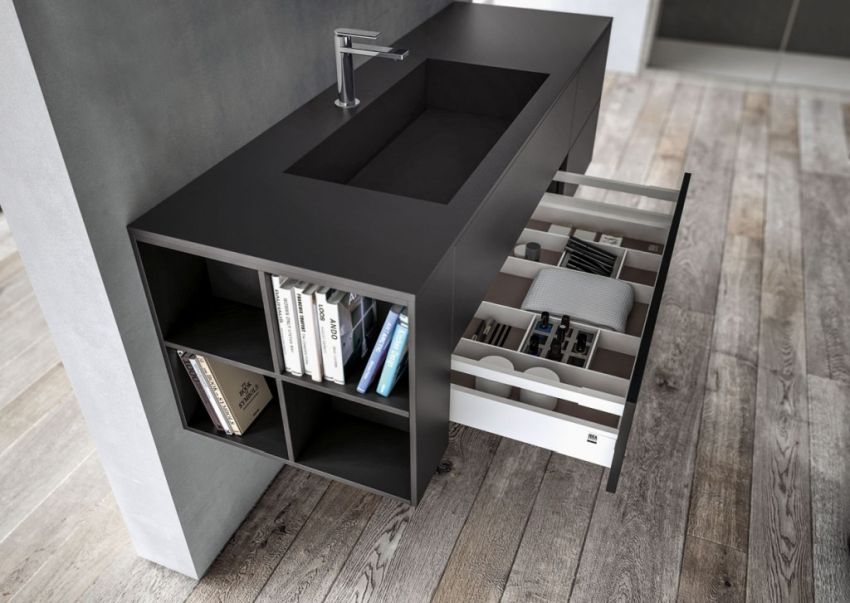 Ideagroup Sense fürdőszoba bútor fekete mosdópult