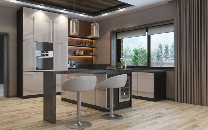 Modern krém színű konyhabútor
