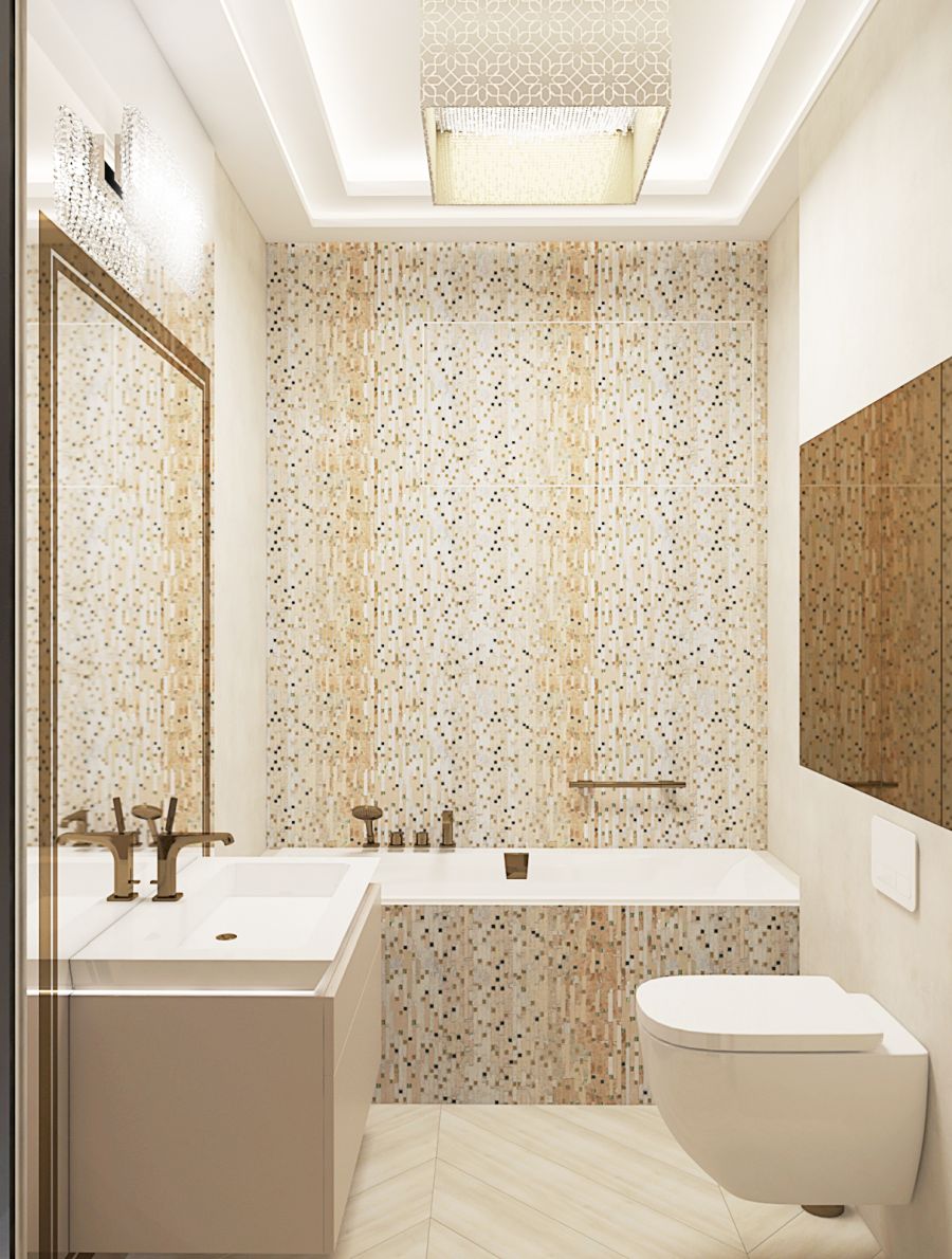 Fürdőszoba mozaikkal Dóró Judit belsőépítész, lakberendező