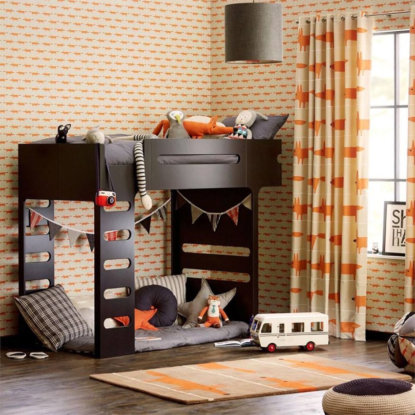 Scion Fox narancssárga tapéta és függöny Home Design Lakberendezés