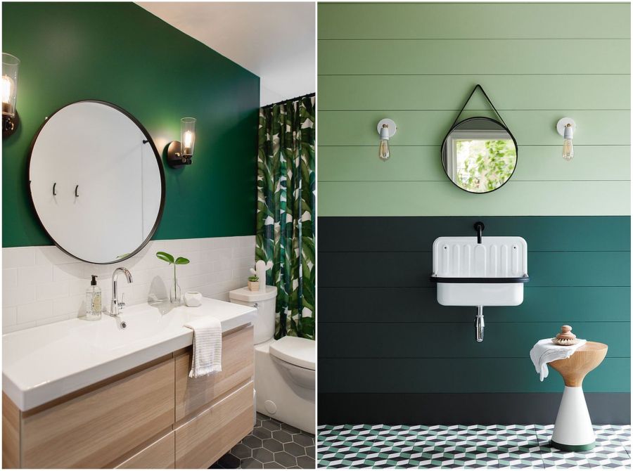 Fürdőszoba zöldre festett falak