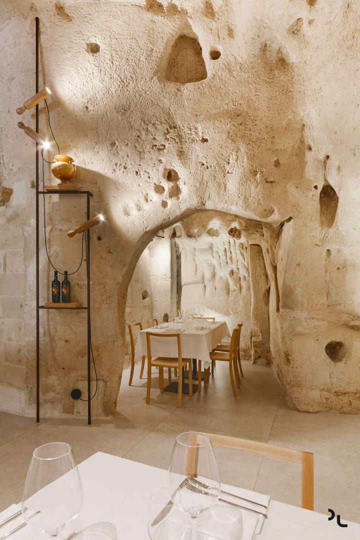 Pizzéria egy barlangban olasz design étterem