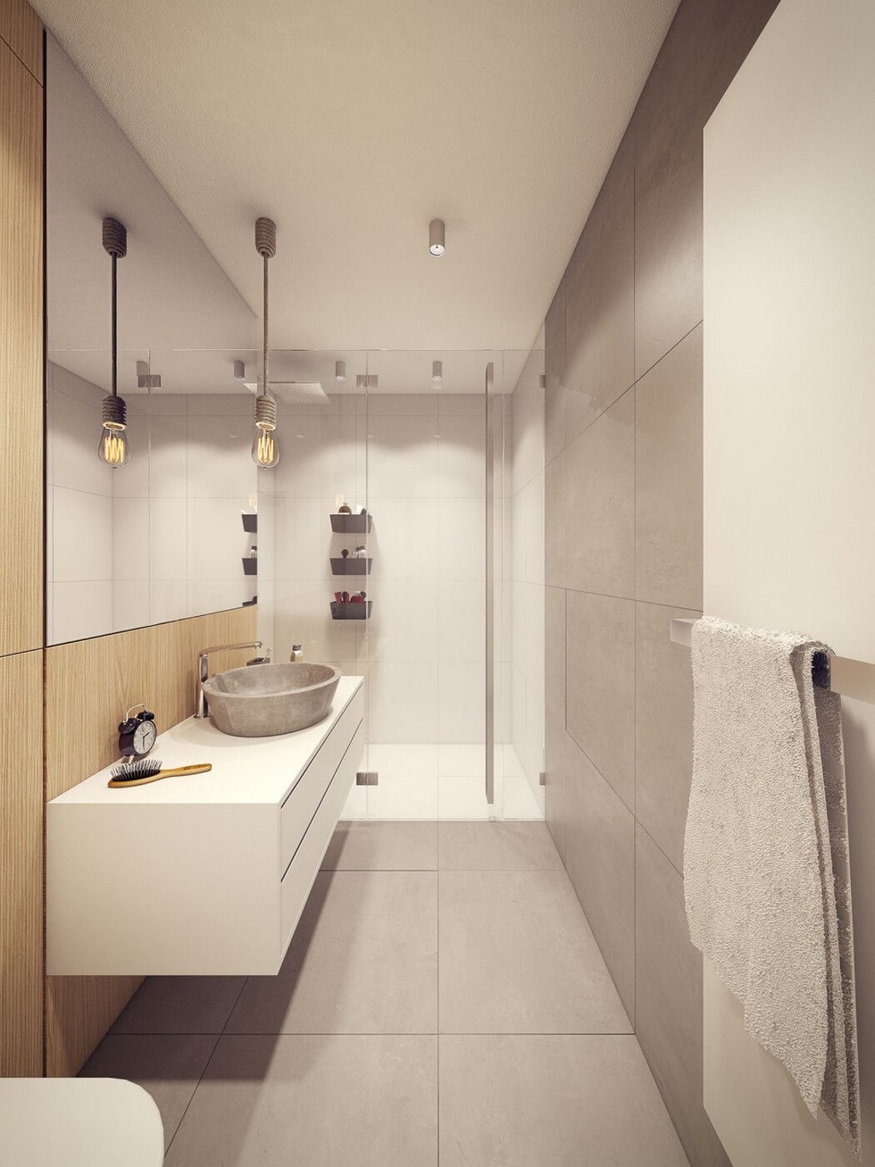 Kis lakás modern fürdőszobája