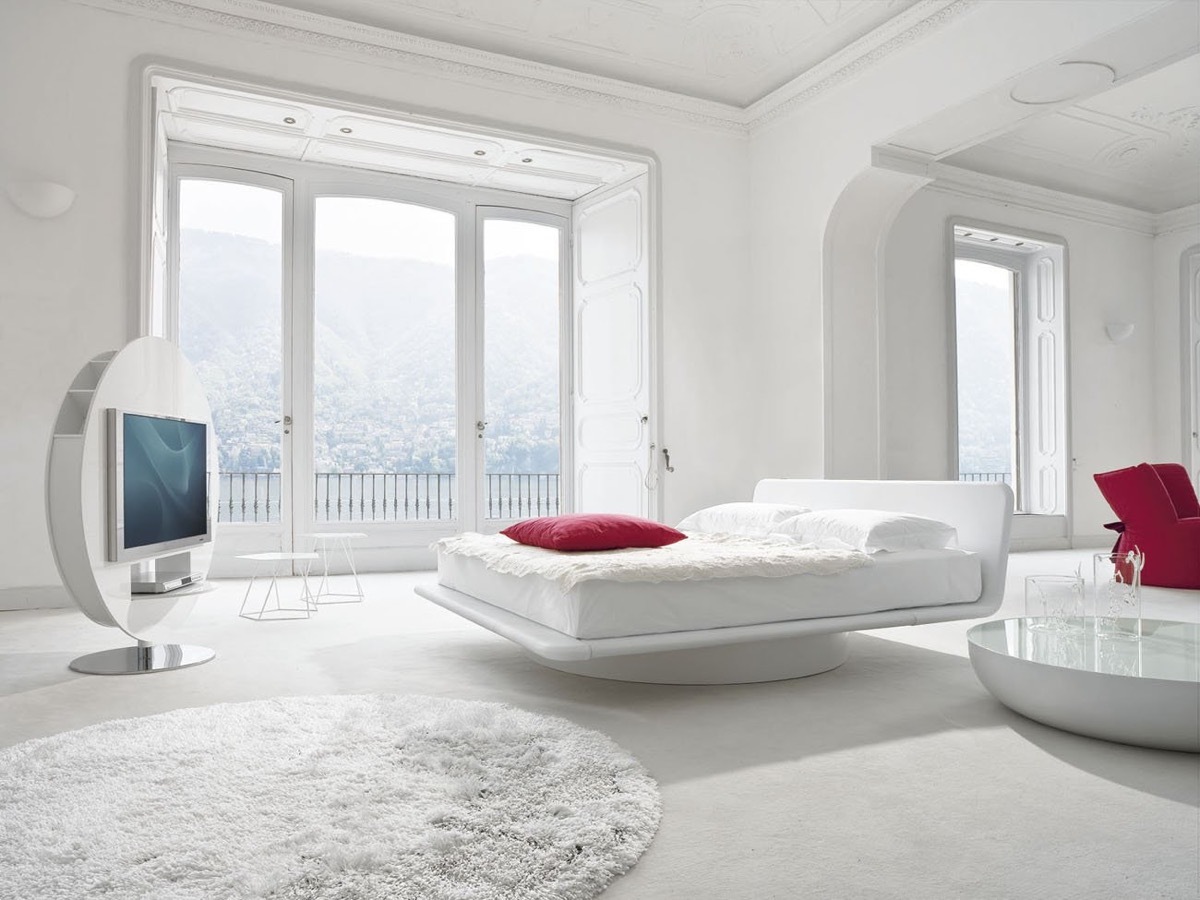Luxus hálószoba térben álló ággyal