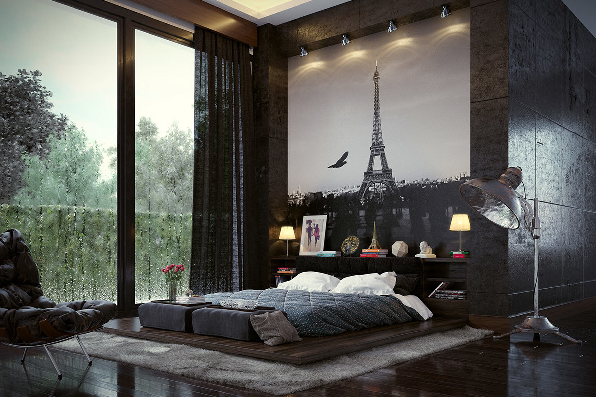 Alacsony franciaágy Eiffel tornyos poszterrel