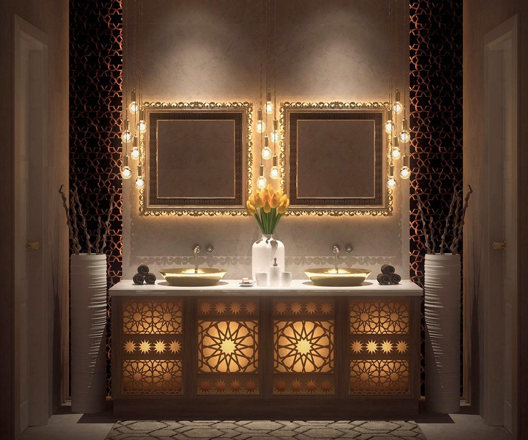 Luxus fürdőszoba egzotikus marokkói stílusban