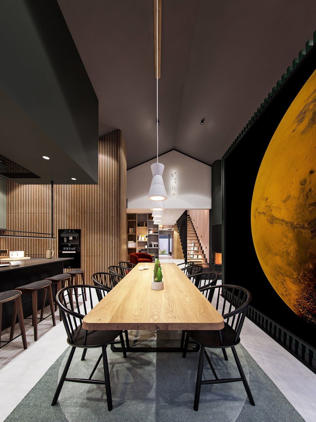 Nagy, Holdat ábrázoló poszter az étkezőben