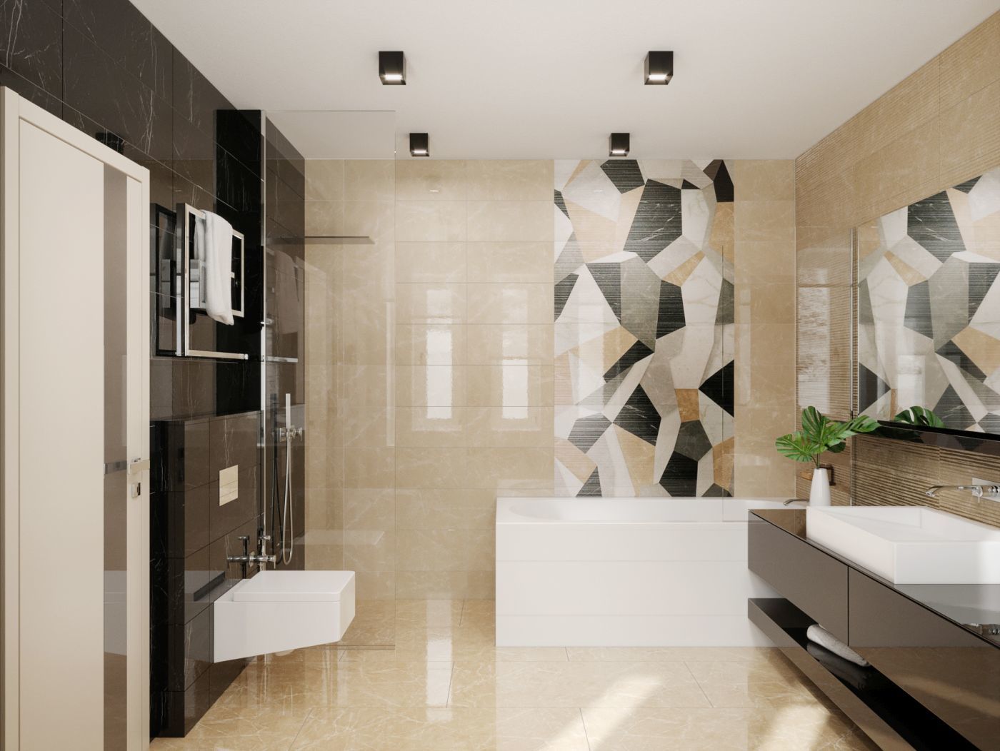 KrisztaArt - Art deco hangulatú nagy fürdőszoba