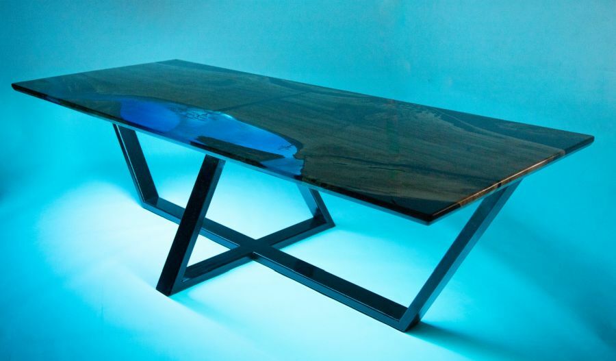 Design epoxy asztal led fényekkel