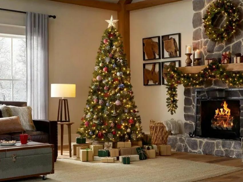 Karácsonyfa a nappaliban