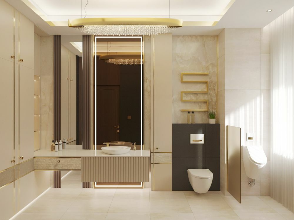 Modern fürdőszoba piszoárral luxus