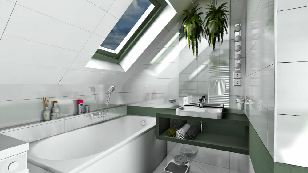 Egyedi tervezésű zöld fürdőszobai szekrény
