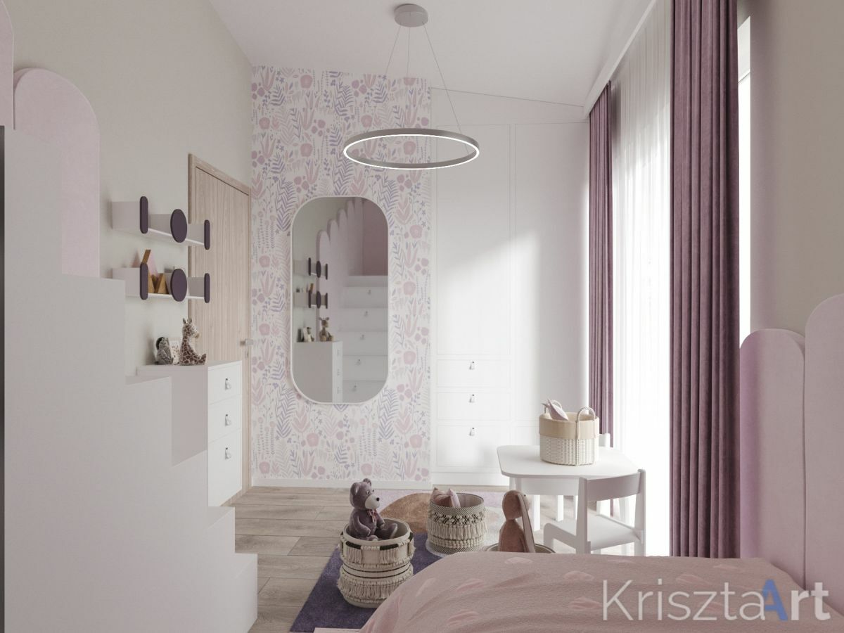 Rózsaszínes dekoráció a kislány szobában