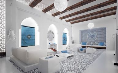 Modern marokkói villa különleges nappalija
