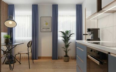 Tóparti 30 m2-es lakóparki lakás berendezése virtuális home staging segítségével