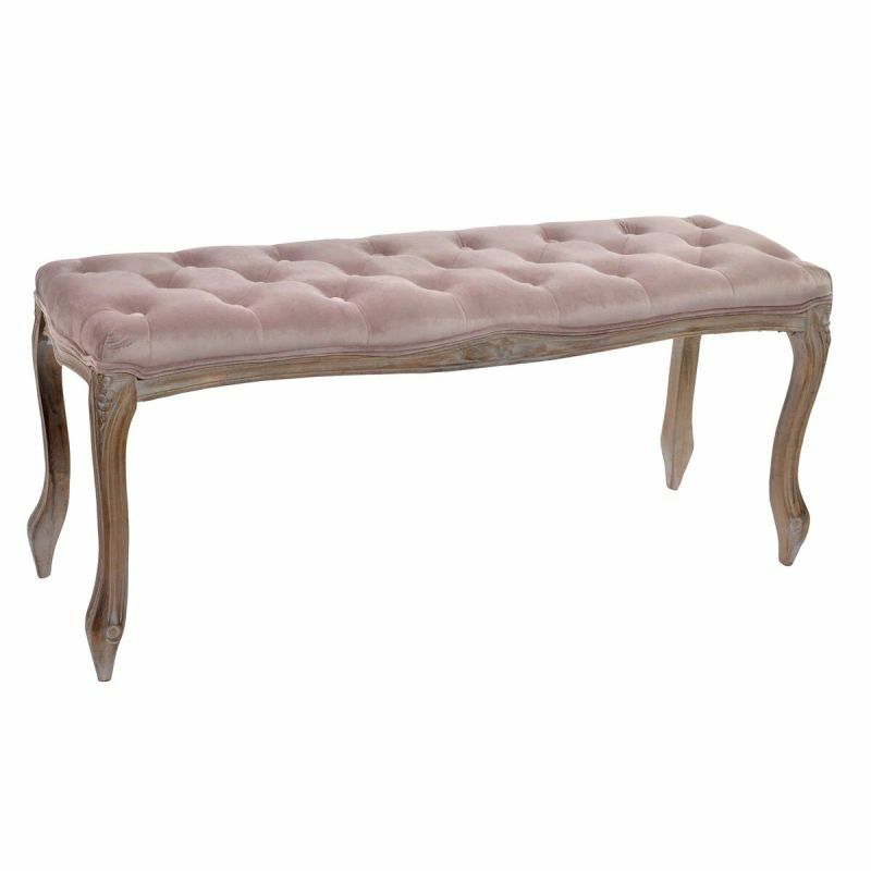 Vintage stílusú ülőpad rózsaszín bársony borítással