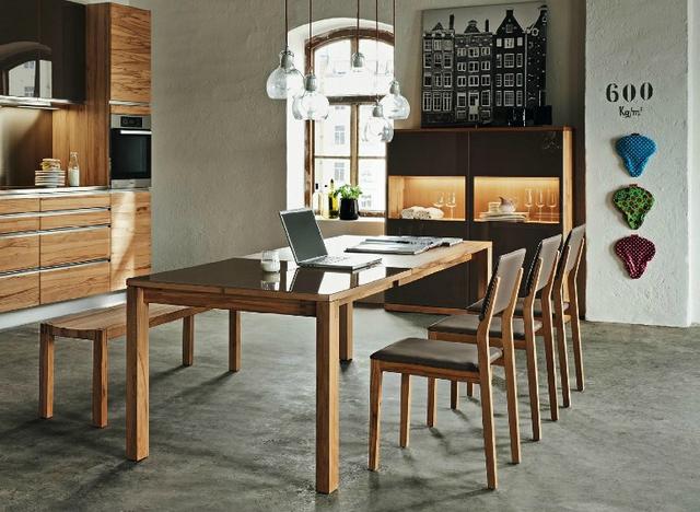Tömörfa modern osztrák étkezőasztal paddal