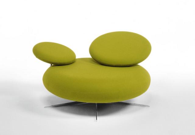 Designer fotel kerek formák, olívzöld 