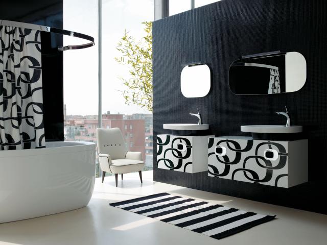Laufen Mimo fürdőszoba bútor fekete-fehér mintás