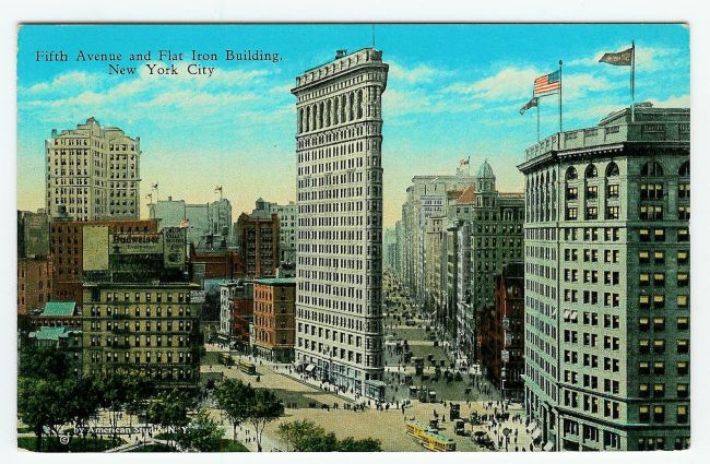 Flatiron Building New York korabeli képeslap