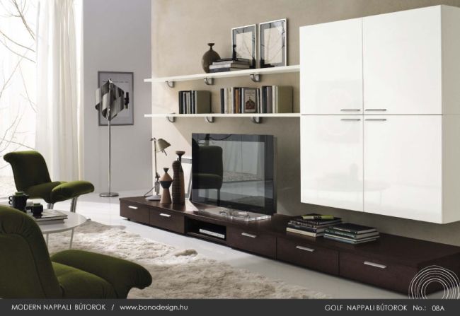 Barna és fehér nappali bútor olasz design 