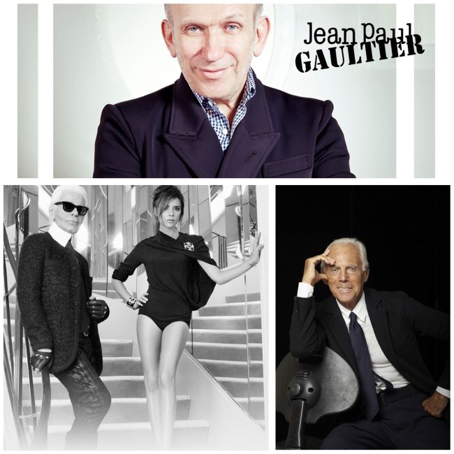 Jean Paul Gaultier, Karl Lagerfeld, és Giorgio Armani