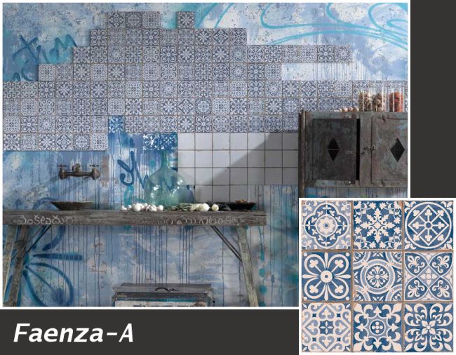Faenza A kék mintás falburkolat