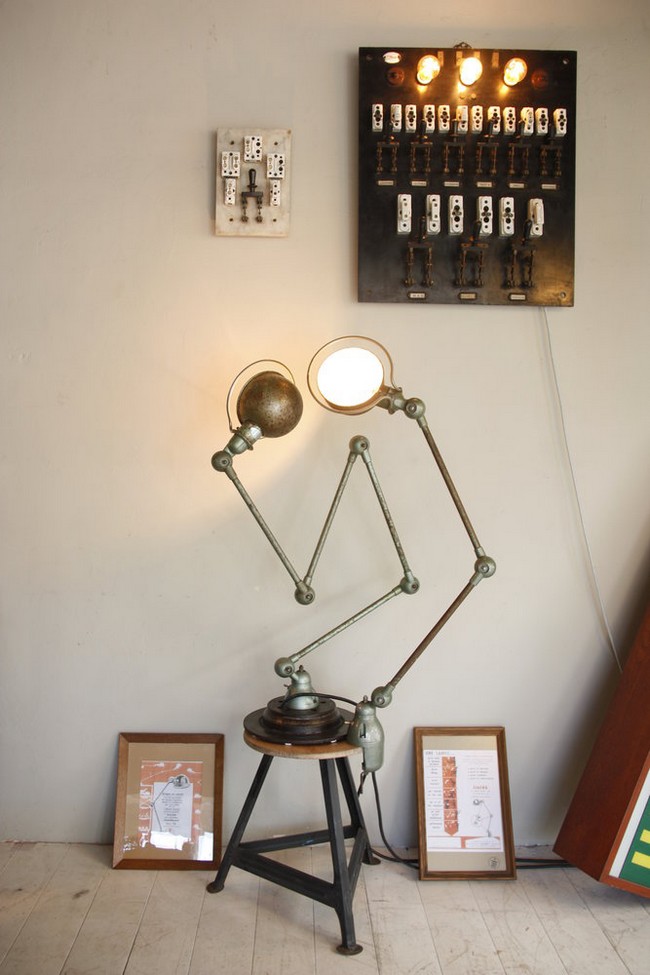 Koptatott hatású Jieldé lámpa vintage stílushoz