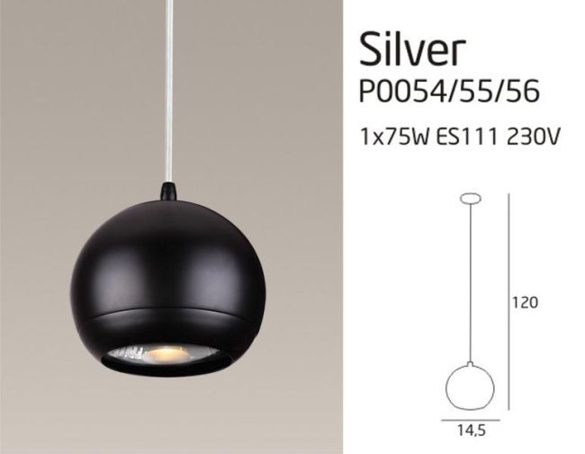 Max Light lámpa Rio Design fekete gömb alakú