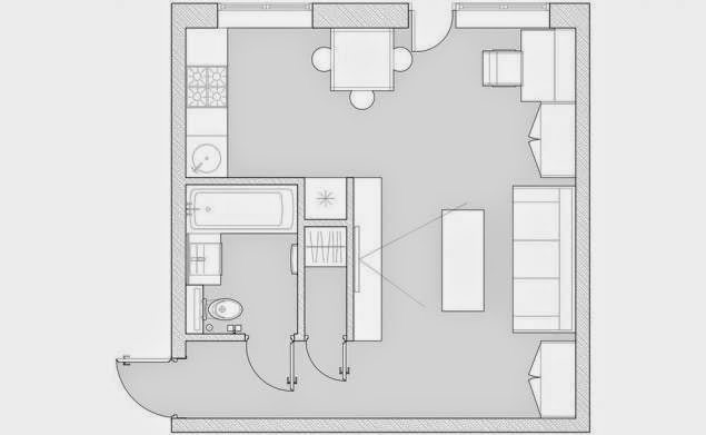 Garzon, 30 m2-es lakás alaprajz