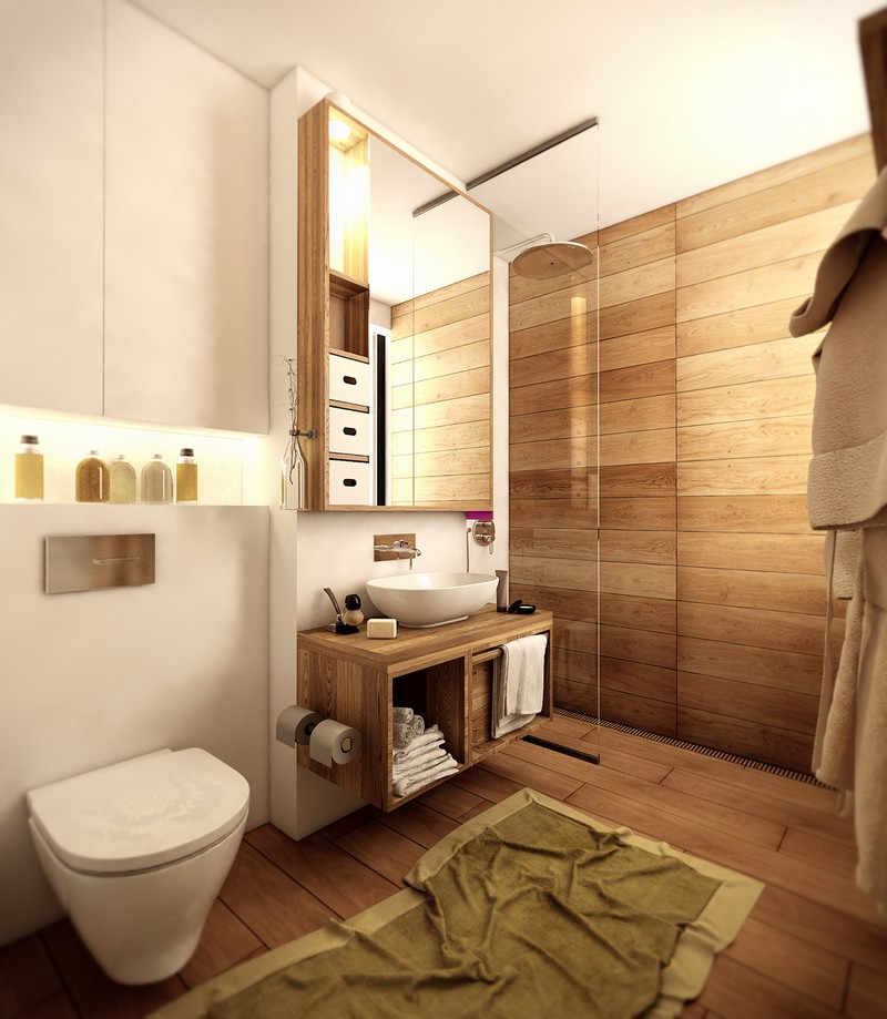 Skandináv stílusú fürdőszoba zuhanyzóval