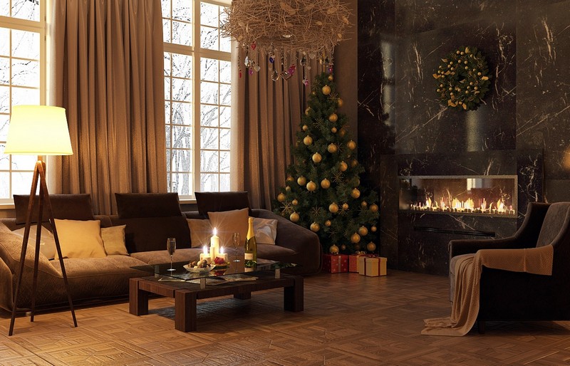 Modern nappali dekoráció karácsonyra