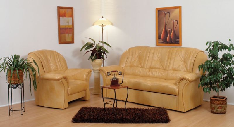 Anett klasszikus bőr ülőgarnitúra fotel, kanapé ággyá alakítható