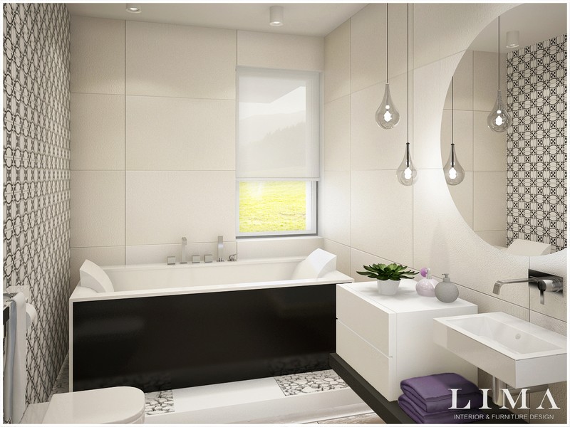 Világos fürdőszoba modern falburkolattal Lime Design 