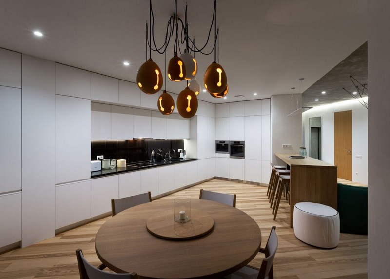 Tojás alakú design lámpa étkezőbe fehér konyhába