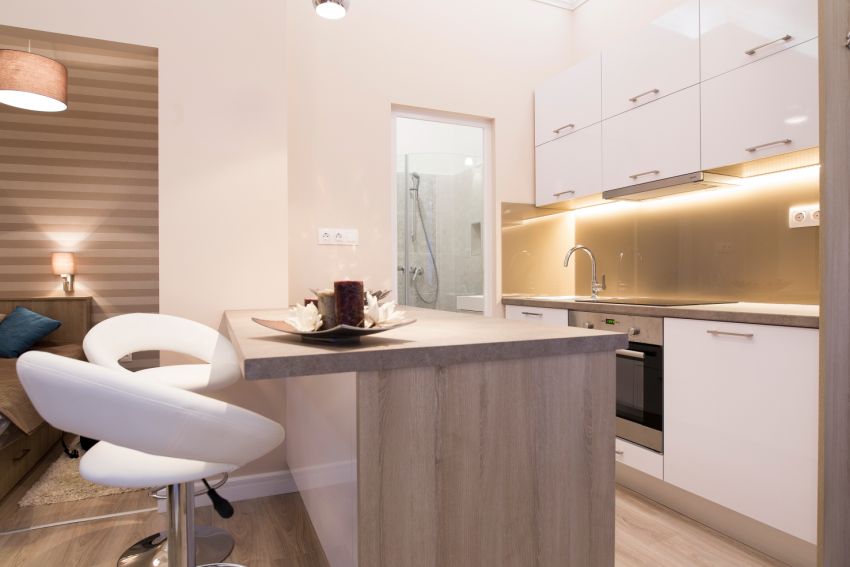 Kis lakás konyha és fürdőszoba  Laurea Design Stúdió