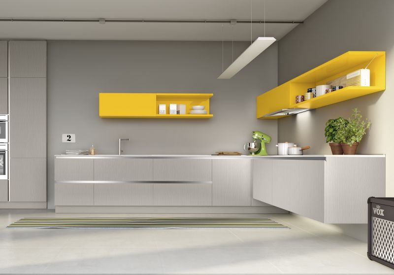 Must Design modern konyhabútor sárga polc