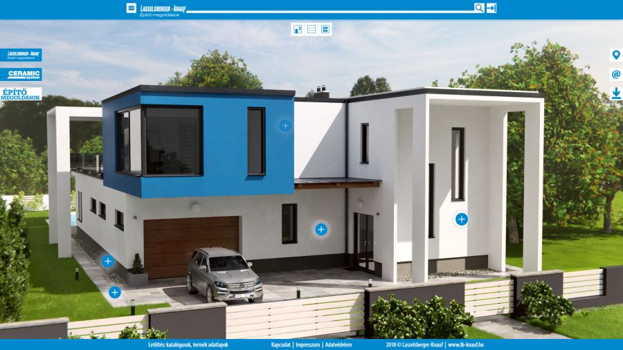 Az LB-Knauf virtuális családi házának utcafronti homlokzata