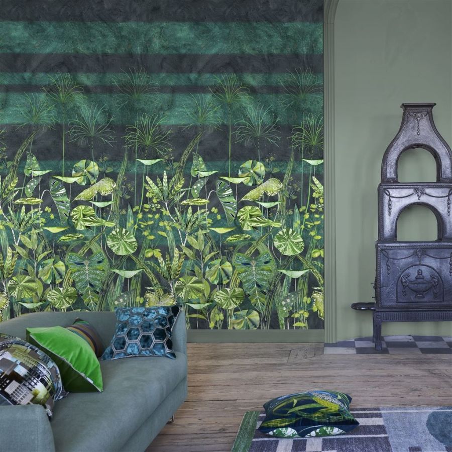Sűrű dzsungel mintás tapéta panel