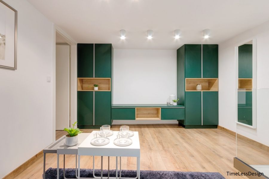 Egyedi matt zöld nappali szekrény