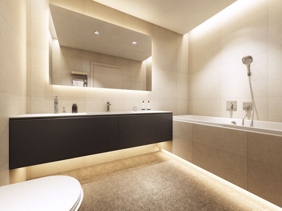 Led fénnyel világított fürdőszoba AT Home Design