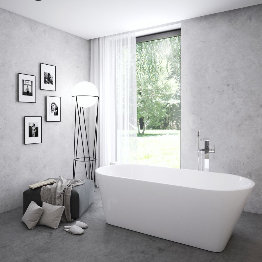 Ravak fürdőszoba ötlet beton hatású fal
