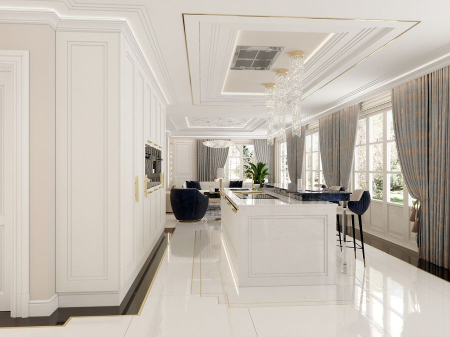 Fényes fehér luxus konyha - DD Interior Belsőépítészeti Stúdió