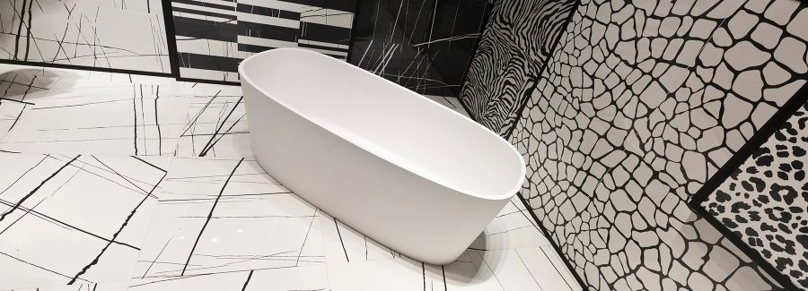 Fürdőszoba trend fekete-fehér minta