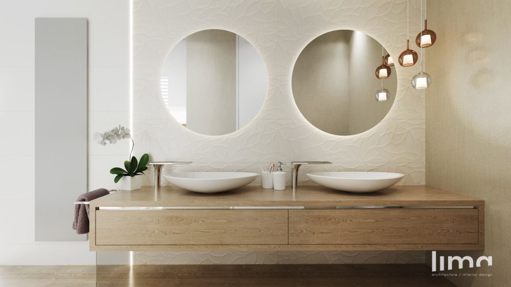 Modern római-parti családi ház dupla mosdós fürdőszoba