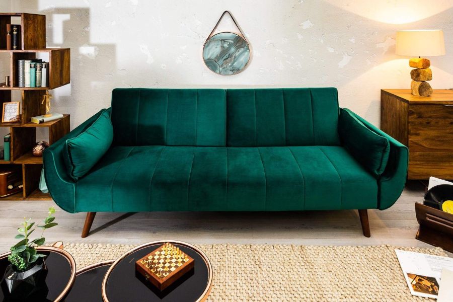 Zöld bársony kanapé 