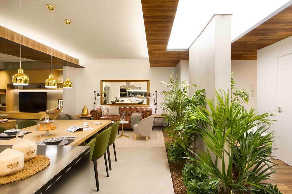 Spanyolországi modern otthon nappali és konyha, étkező 